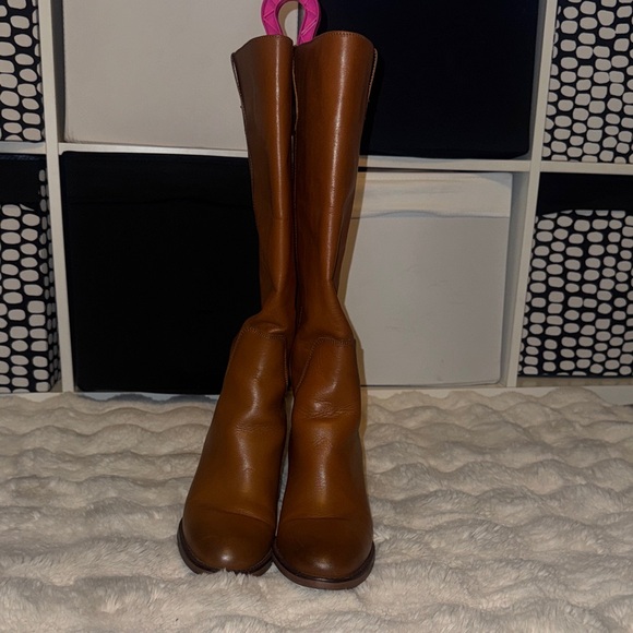 Zara Chestnut Heeled Boots - Picture 2 of 9